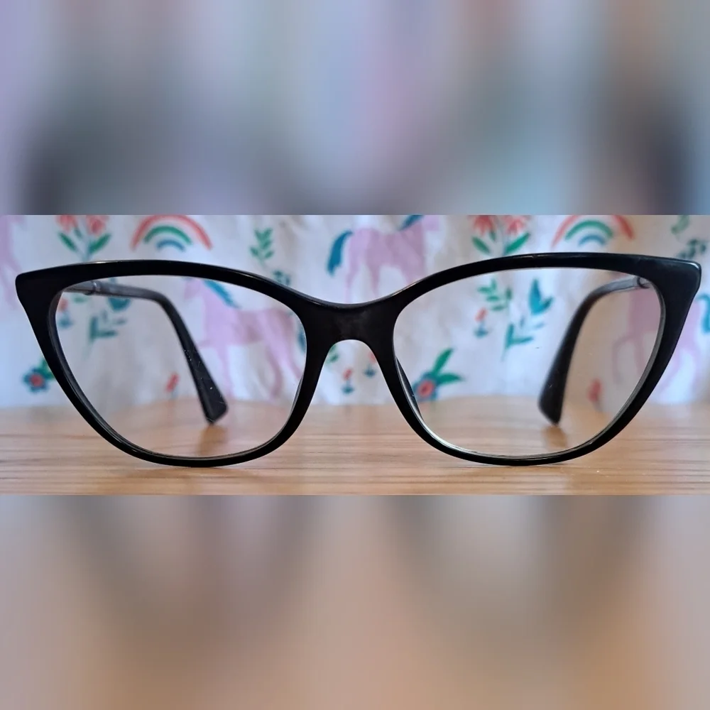 EUC Versace VE3293 Black & Grey Marble Cat Eye Casual Reading Glasses Frames